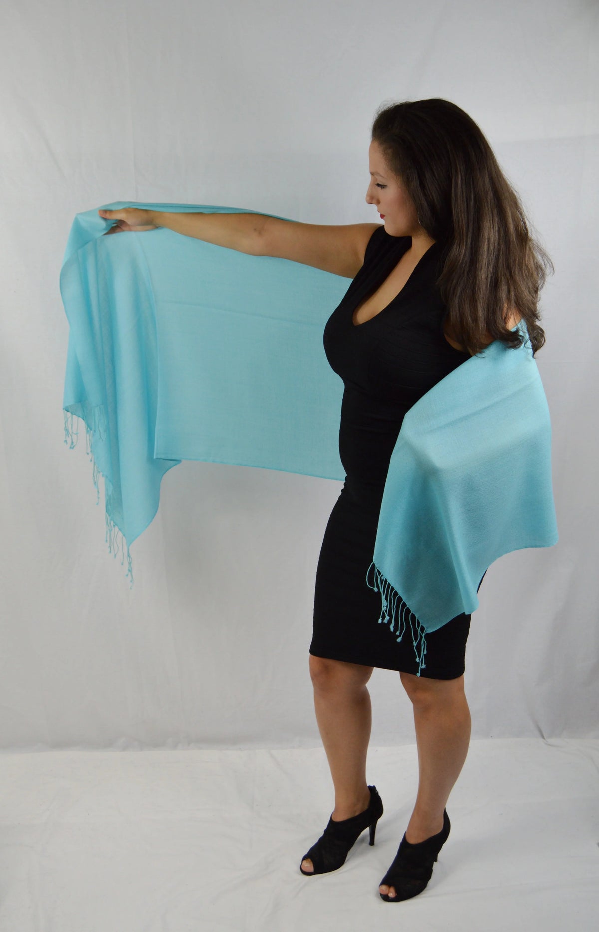 Fancy Shawl/Sheer Shawl/Summer Shawl/liquid Pashmina Shawl/Light weight Shawl/Evening Shawl/Pashmina Shawl/Scarf/Scarves (Tiffany Blue Regular Shawl)