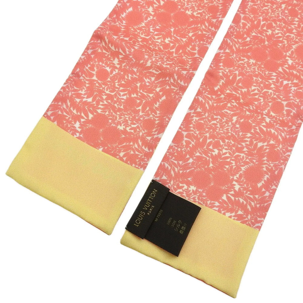 Pre-Owned Louis Vuitton LOUIS VUITTON Bandeau Tropical Flower Scarf Silk Pink Yellow M75272 (Good)