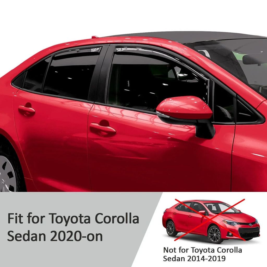 Voron Glass in-Channel Extra Durable Rain Guards for  Corolla 2020-2024 Sedan, Window Deflectors, Vent Window Visors, 4 Pieces - 200521
