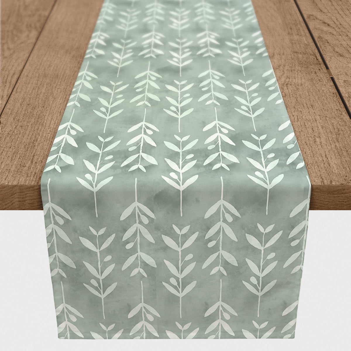 Creative Products Leafy Vine Pattern Soft Green 2 16 x 90 Poly Twill Table Runner