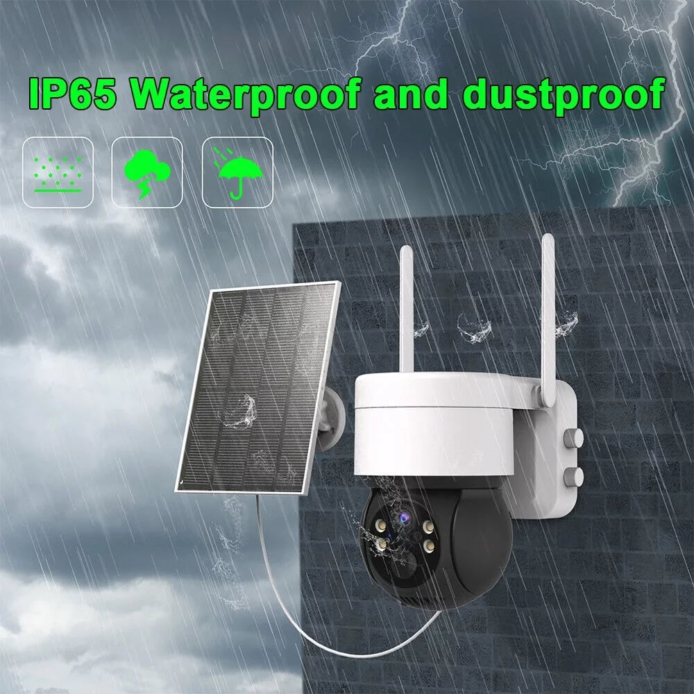 Solar Security Cameras Wireless Outdoor, 2K WiFi 360 PTZ Camera, Solar Powered Security Cameras with Spotlight & Siren, PIR Motion Detection, Color Night Vision, 2 Way Audio, 15000mAh Battery, Beisu