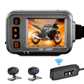 Shinysix Motorcycle Dash Cam,WiFi Dual 1080p Motorbike Camera ,120° Wide Angle,Parking Monitoring, Timed Recording After Flameout Full Body Waterproof Night Vision With 32G storage card