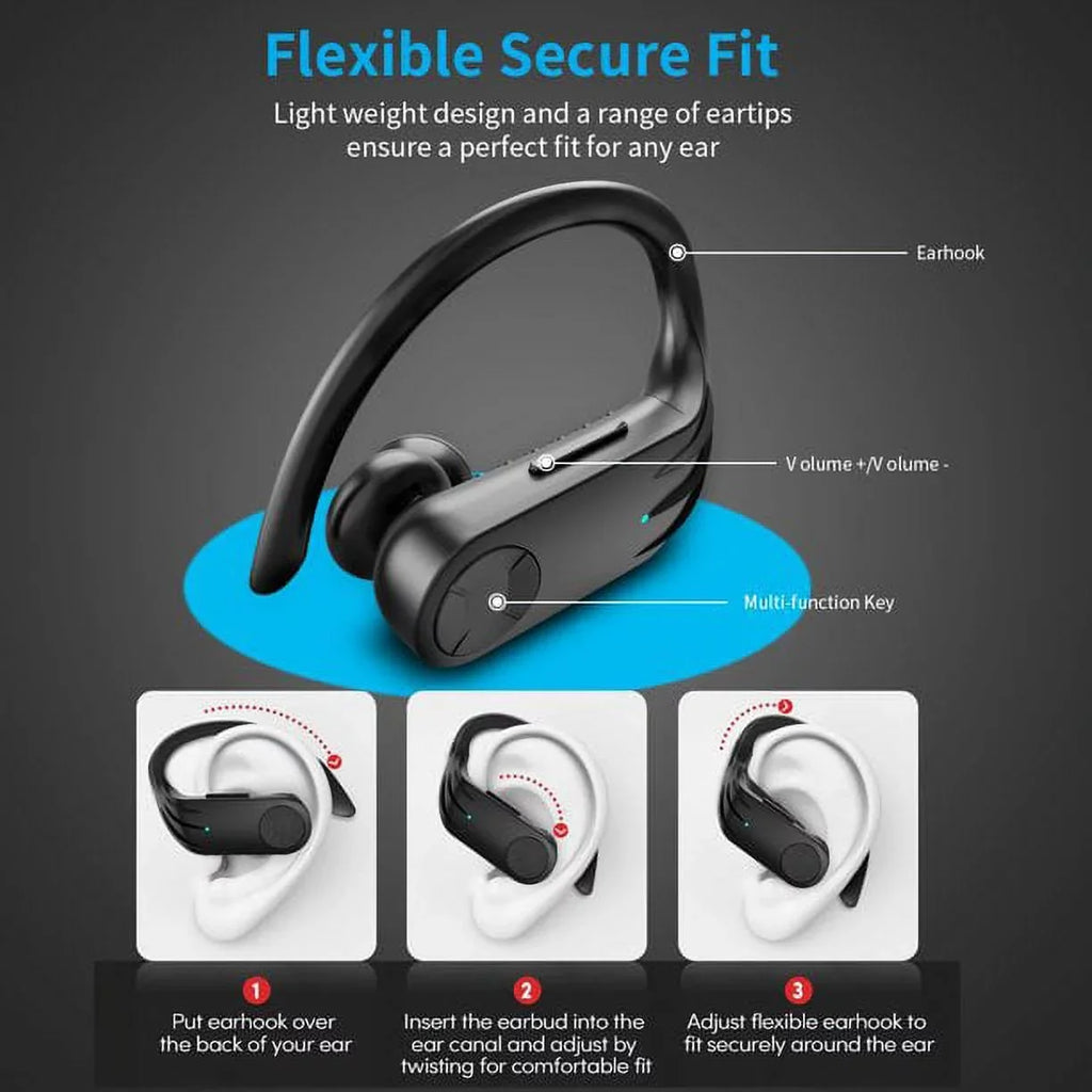 Wireless Earbuds 5.0 True Wireless Sport Earphones Built-in Mic in Ear Running Headset with Earhooks Charging Case suitable with iPhone 13 Pro Max XS XR  Android