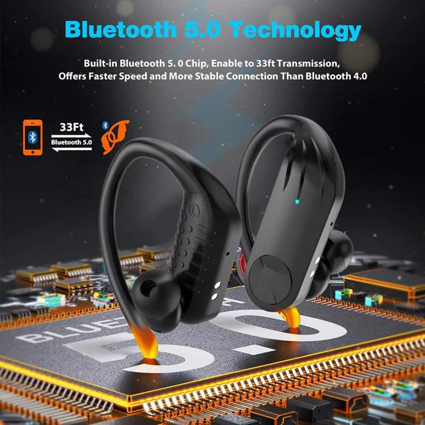 Wireless Earbuds 5.0 True Wireless Sport Earphones Built-in Mic in Ear Running Headset with Earhooks Charging Case suitable with iPhone 13 Pro Max XS XR  Android
