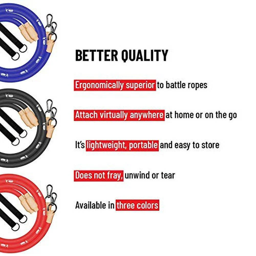 Gronk Fitness Inertia Wave Workout Ropes Edition | Heavy Battle Rope Alternative for Strength Training | Rubber Battle Ropes | Elastic Battle Ropes for an Abdominal Workout (Red)