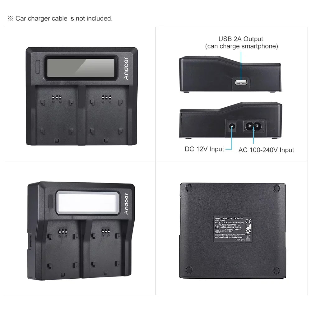 Tomshoo NP-FZ100 Dual Channel LCD Battery Replacement for  A7III A9 A7RIII A7SIII