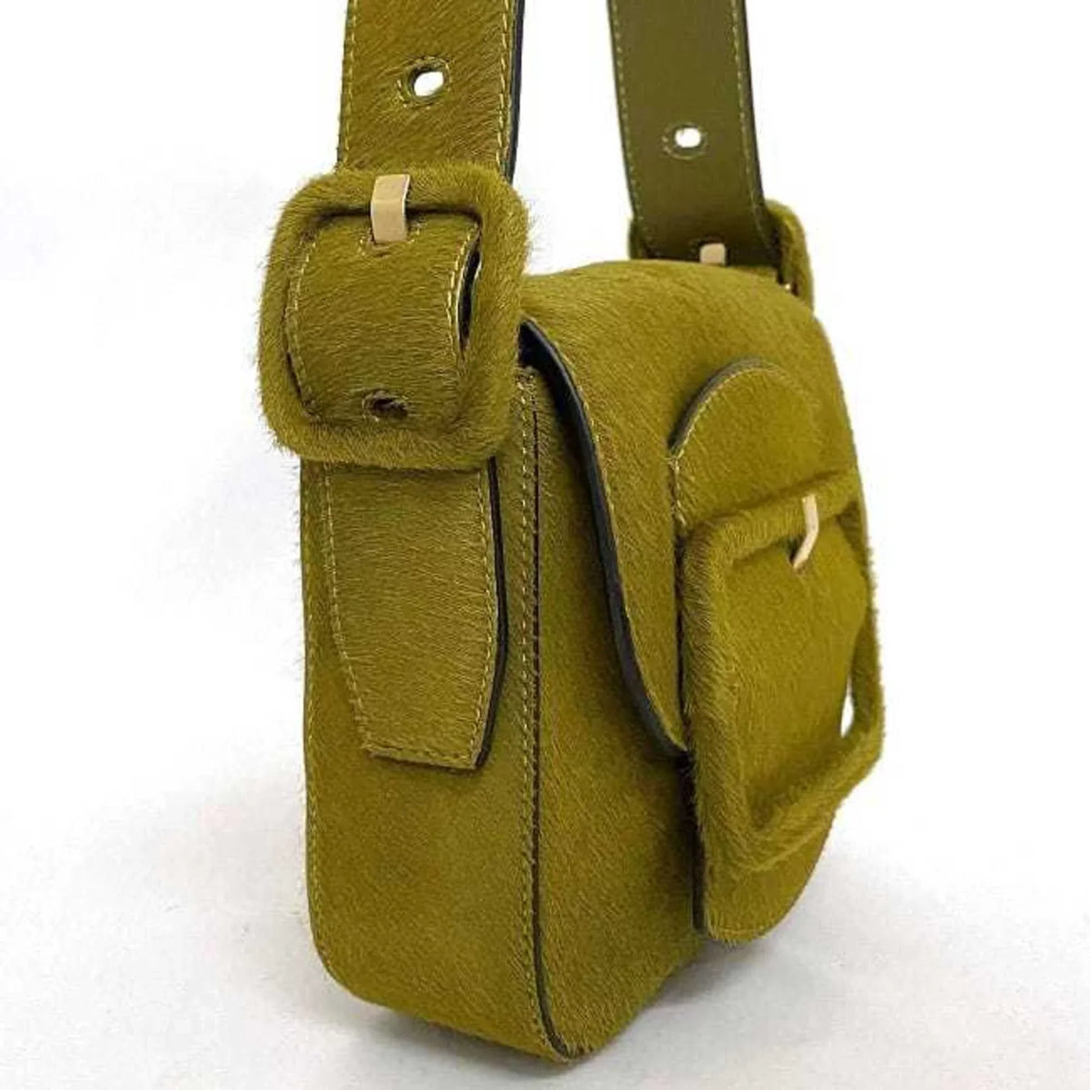 Pre-Owned Tory Burch Bag Green Half Moon Harako Leather TORY BURCH Flap Belt Women's (Good)