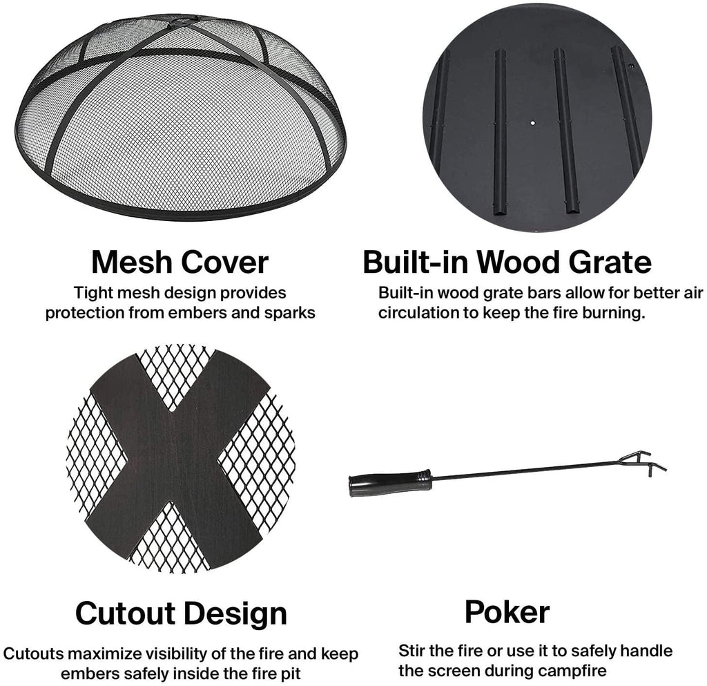 Sofia Easy Assemble And Portable Outdoor Bonfire Party Grill Pit And Fire Pit