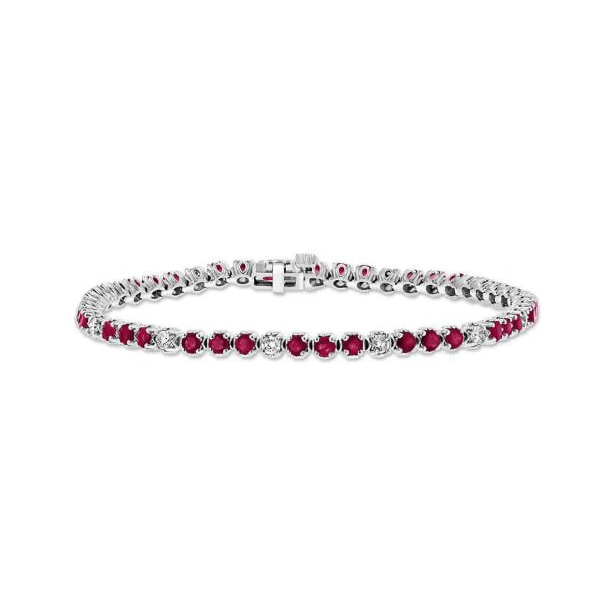 Louis Creations  3.09 CTW Diamond & Ruby Bracelet, 14K White Gold