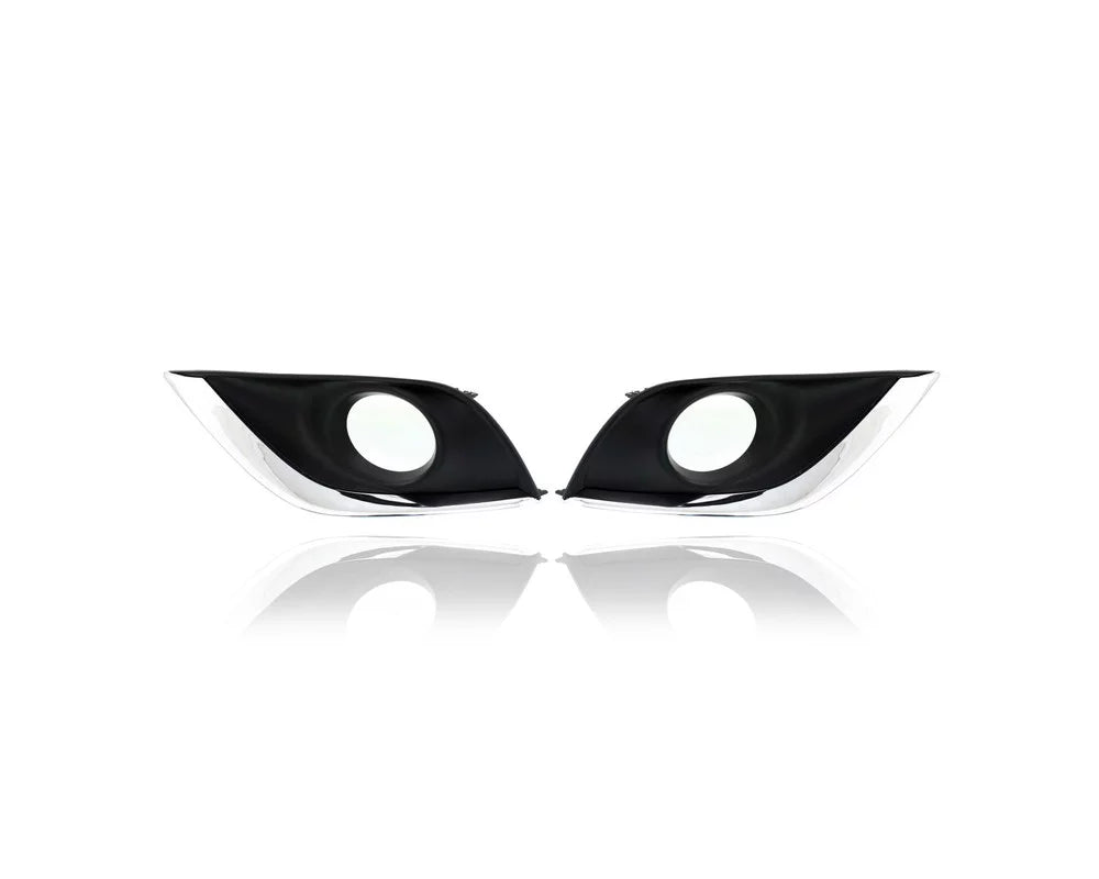Fog Light wrap - matching/Replacement for '15-19 Nissan Versa Sedan SV/SE/SL- Bezel With Hole Black & Chrome Molding - Pair, Left Driver + Right Passenger Set - 622566W80A, 622576W80A