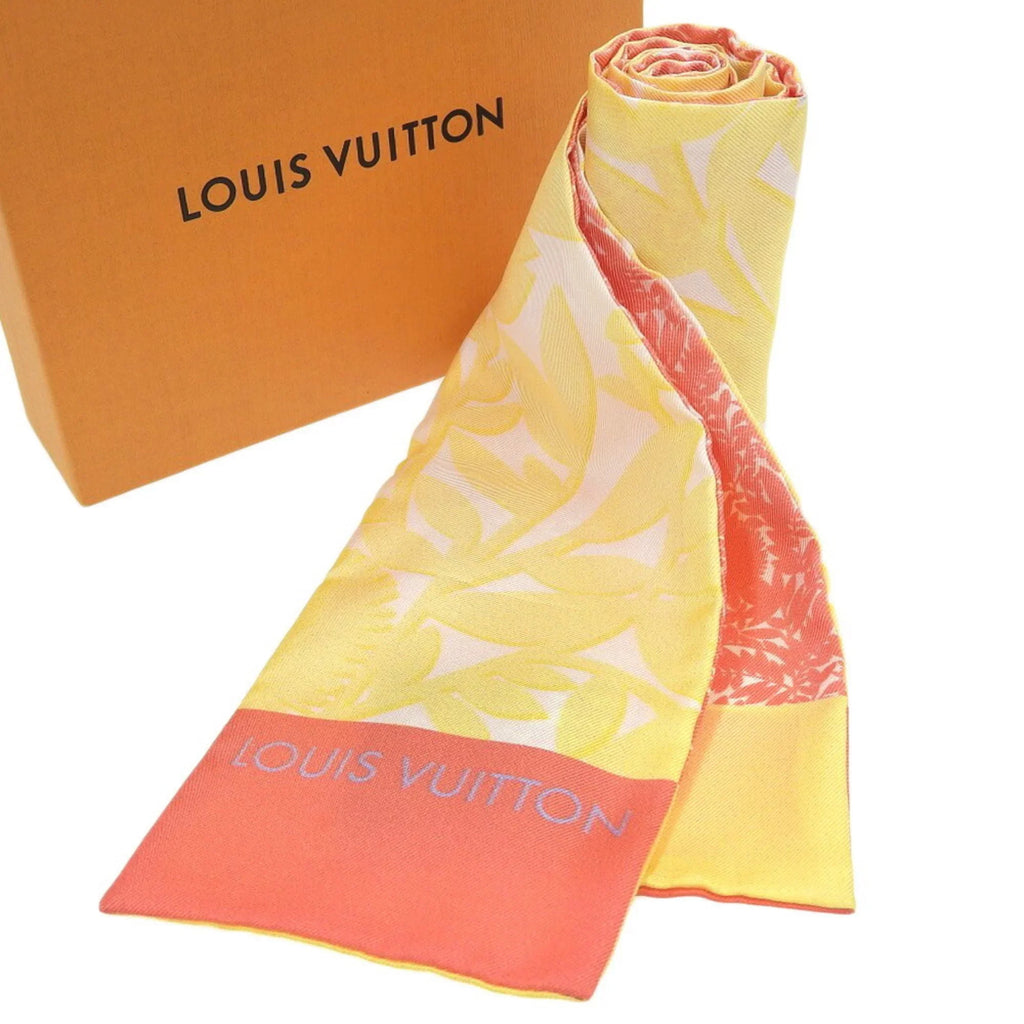 Pre-Owned Louis Vuitton LOUIS VUITTON Bandeau Tropical Flower Scarf Silk Pink Yellow M75272 (Good)