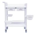 Medical Trolley Cart with 360°Rotate Wheels 2 Tier 275 Lbs Spacious Spa Beauty Salon Rolling Trolley with Dirt Buckets Drawers Heavy Duty Medical Utility Cart for Hospital Dental Clinic Beauty Salon