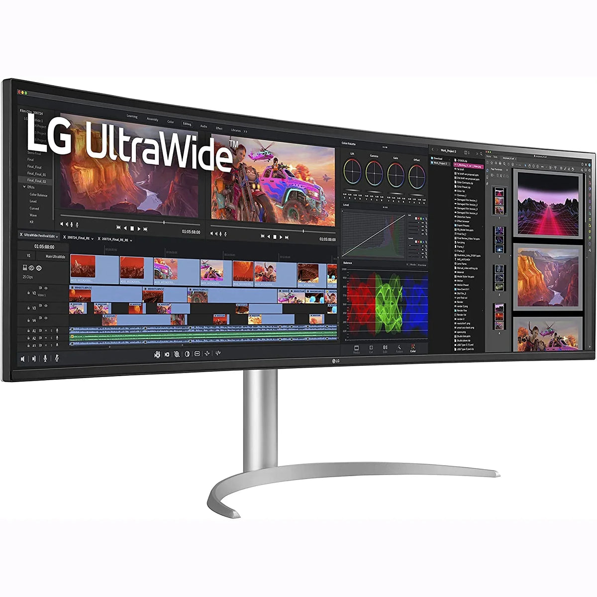 Open Box  49WQ95C-W 49" 32:9 Curved UltraWide DQHD (5120 x 1440) Nano IPS Monitor, NVIDIA G-SYNC matching & AMD FreeSync Premium Pro, HDMI 2.1 and USB Type-C, Tilt/Height/Swivel Adjustable