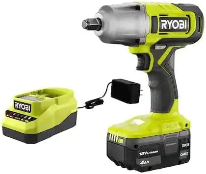 Impact Wrench Kit with 4.0 Ah Battery and Charger. RYOBI ONE+ 18V Cordless 1/2 in