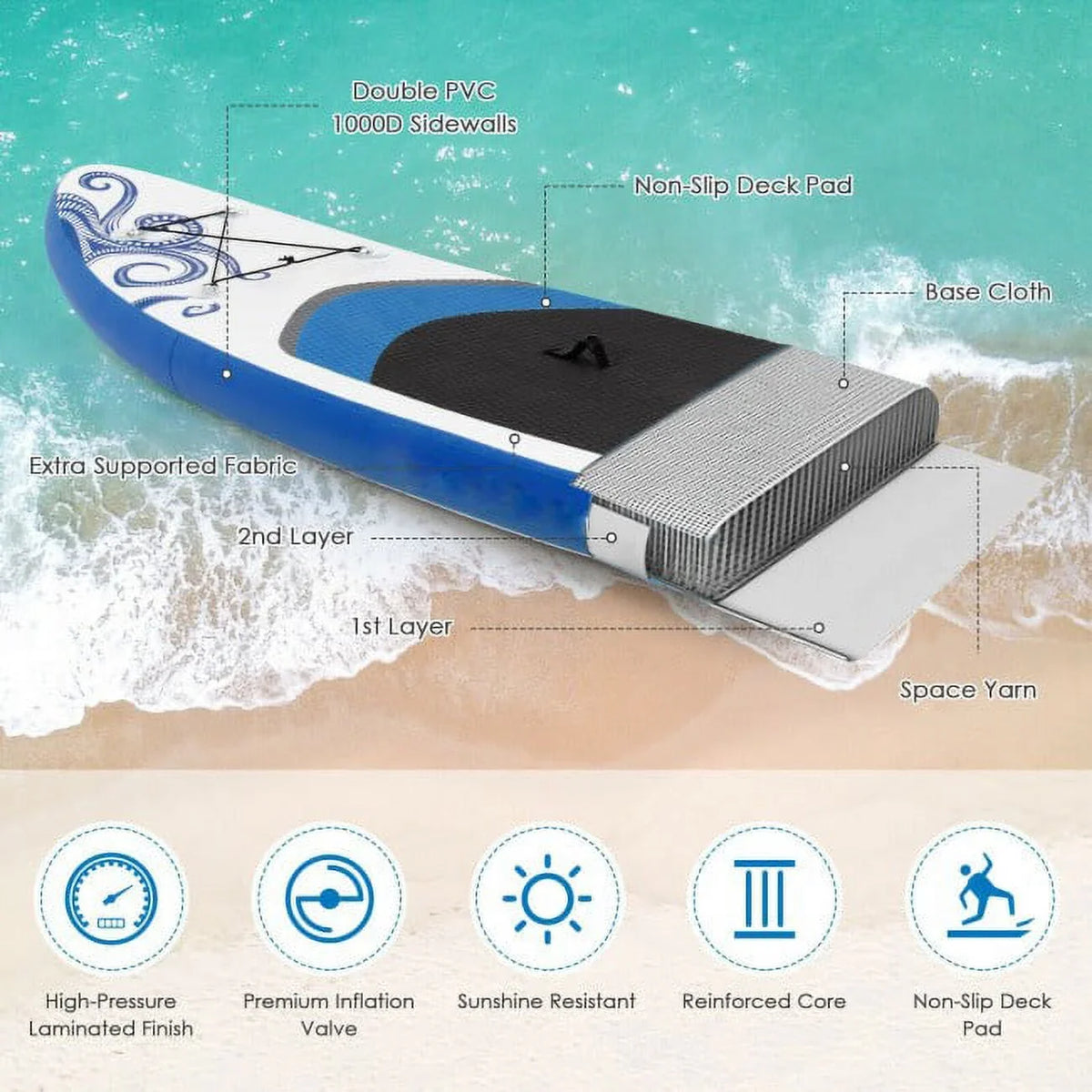 Enjoy Wonderful moisture Sports 11-Feet Inflatable Adjustable Surfing Paddle Board