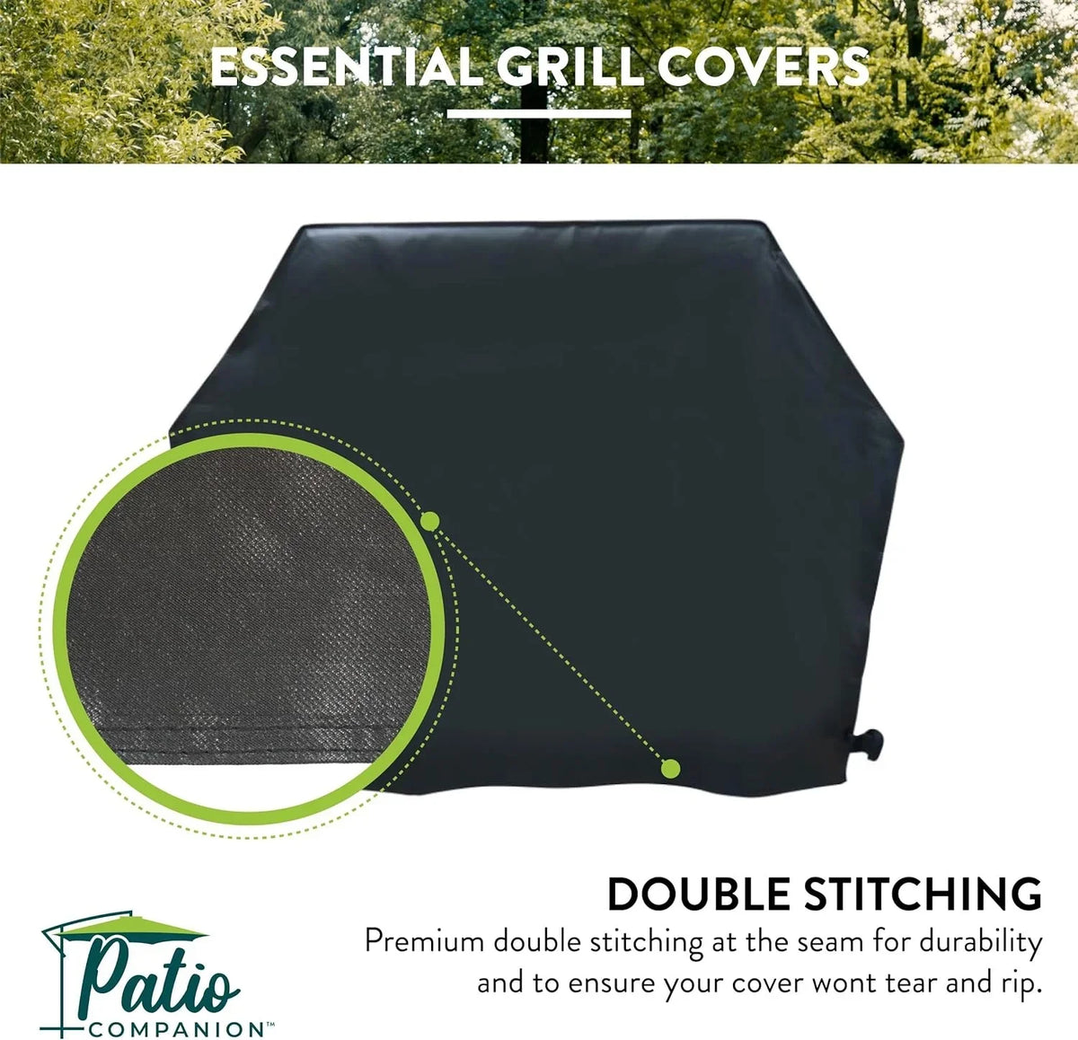 Black. Patio Companion Essential, 80 Inch BBQ Grill shield, 1 Year Warranty, Heavy-Duty Material, Waterproof and climate impervious, Gas Grill protector for Weber, Char Broil, Broil King, Etc