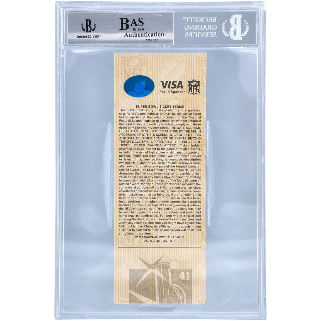 Peyton Manning Indianapolis Colts Autographed Super Bowl XLI Ticket with "SB XLI MVP" Inscription - Beckett/Fanatics Witnessed - Fanatics Authentic Certified