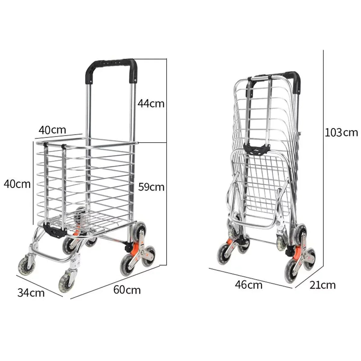 Ealing Large Shopping Trolley Folding 8 Wheel Shopping Cart Stair Climbing Trolley Utility Trolley with Aluminium Alloy Frame Durable Removable Waterproof Bag