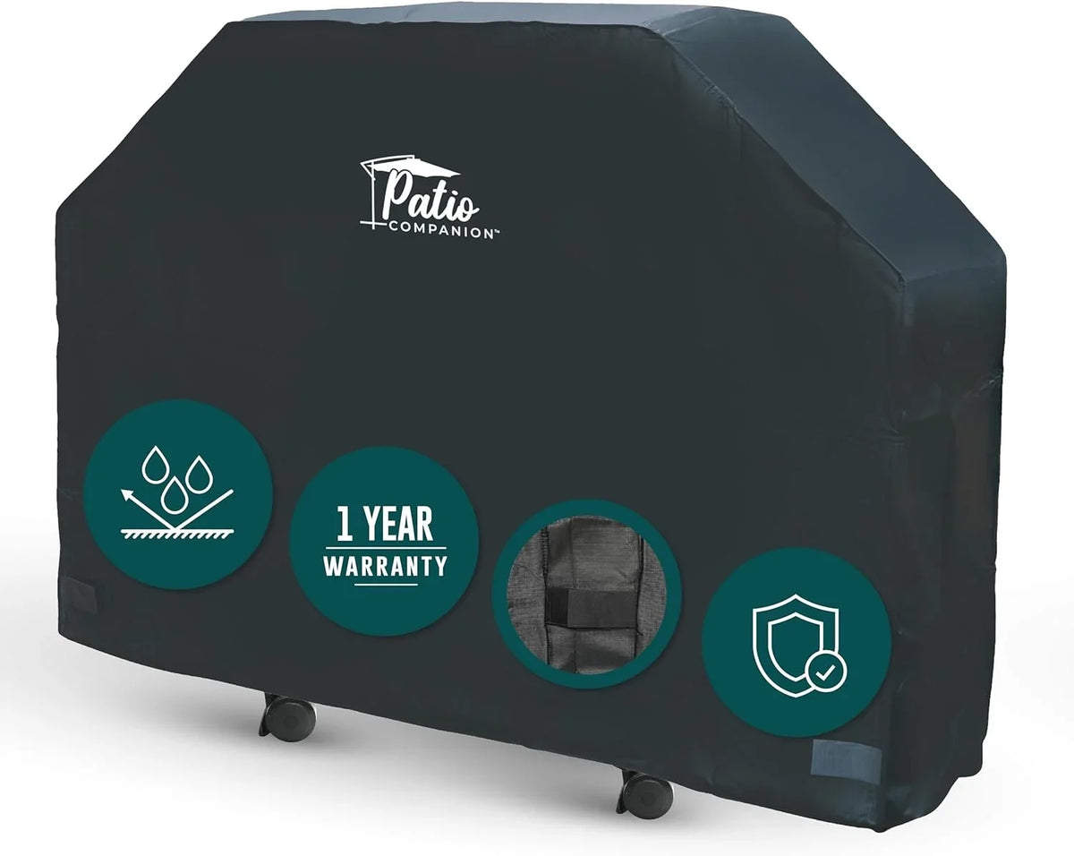 Black. Patio Companion Essential, 80 Inch BBQ Grill shield, 1 Year Warranty, Heavy-Duty Material, Waterproof and climate impervious, Gas Grill protector for Weber, Char Broil, Broil King, Etc