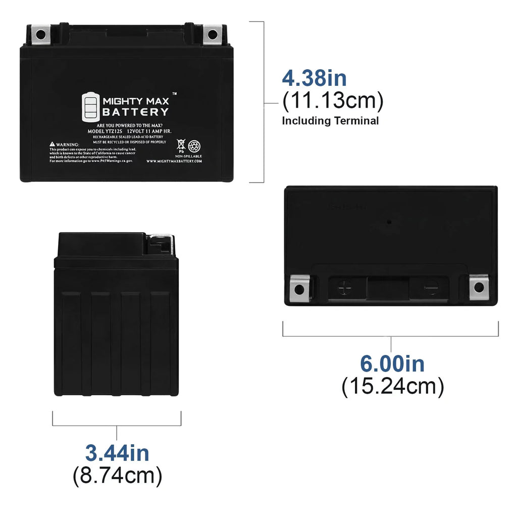 YTZ12S Replacement Battery appropriate with Protek UTZ12S + 12V 2Amp Charger
