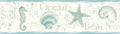 ft.. Chesapeake Island Teal Teal Seashells Border Prepasted Non Woven Blend Wallpaper, 6-in by 15-ft, 7.5 sq