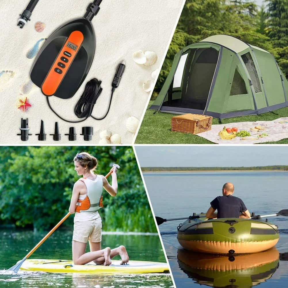 PXIWS 16PSI 12V Orange Intelligent Electric Air Pump High Pressure 2-Stage Paddle Board Pump