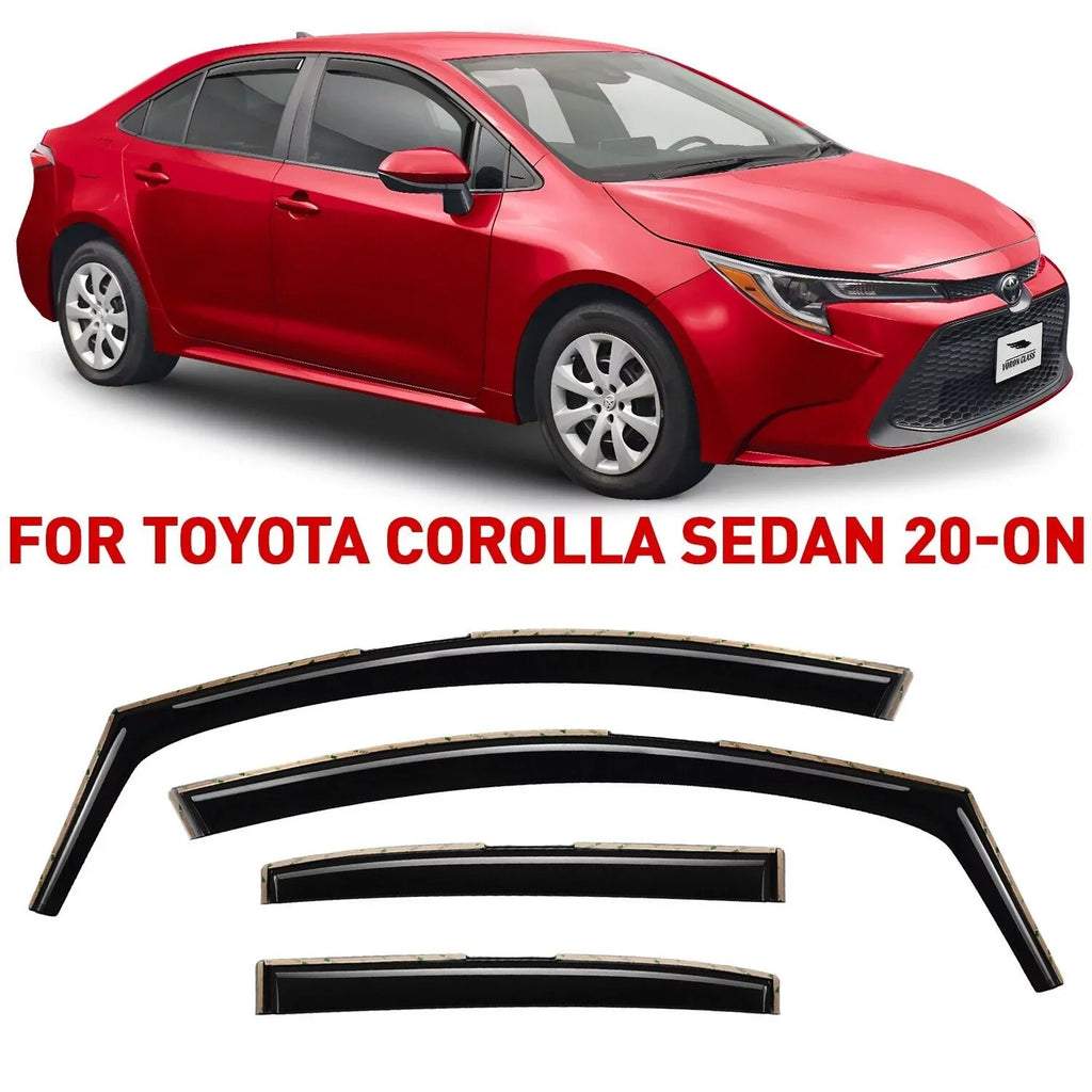 Voron Glass in-Channel Extra Durable Rain Guards for  Corolla 2020-2024 Sedan, Window Deflectors, Vent Window Visors, 4 Pieces - 200521