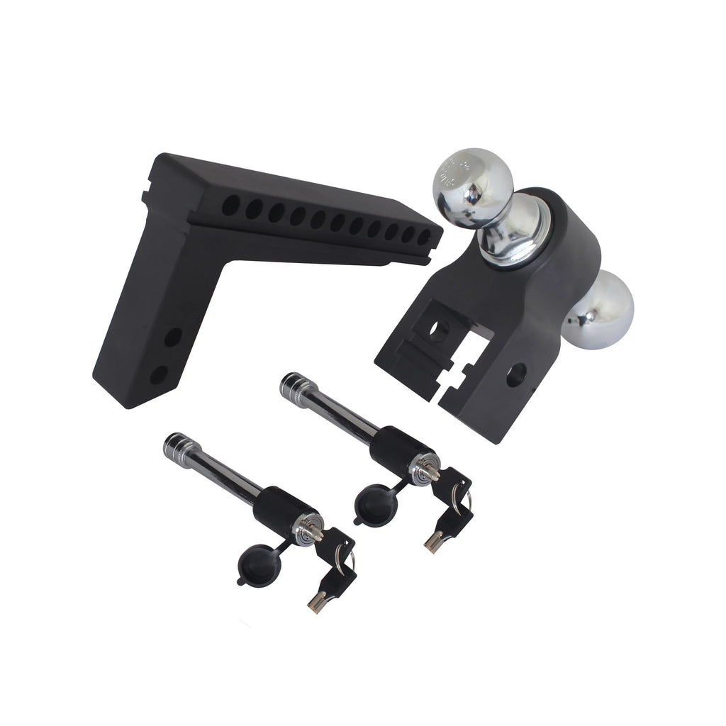 Trailer Valet Blackout Series 10K Adjustable Drop Hitch: 0-10" Drop, Reversible 2" & 2-5/16" Ball, High-Grade Aluminum with Signature Wrinkle Black Powder Coating (700-Hour Corrosion Resistance)