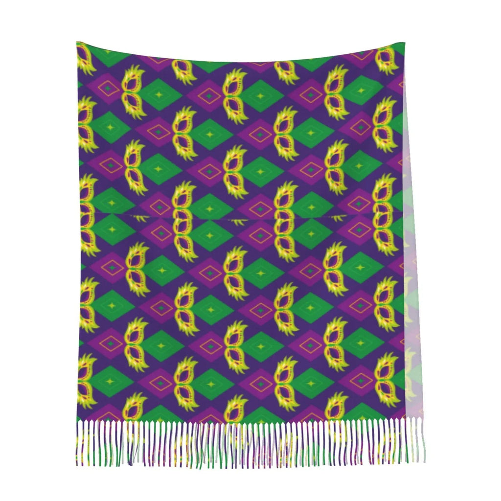 Bingfone Soft Cashmere Feel Scarf For Women Elegant Art Print Winter Warm Scarves Large Shawl Wrap Gifts- Mardi Gras Carnival3