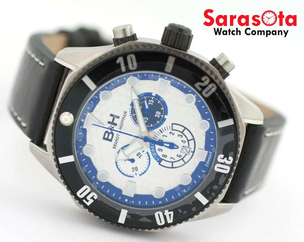 B&amp;H Brandt &amp; Hoffman 14060 Dunbar Chronograph Swiss Quartz Leather Men's Watch