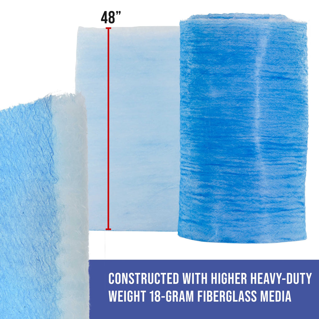 Master Elite Premium Paint Spray Booth Exhaust Filter Roll, 48" x 200' - 18 Gram Heavy-Duty Fiberglass Paint Arrestor - Captures Traps Overspray Paint Particles in Auto Autobody Refinish Booths