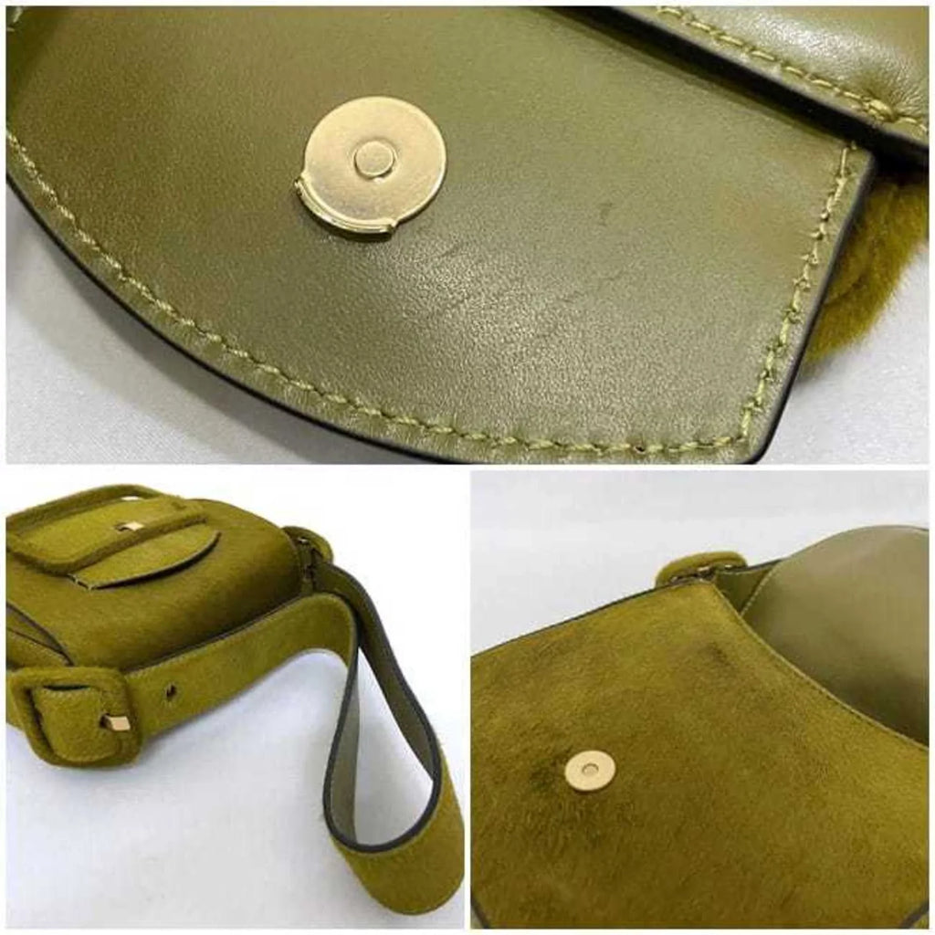 Pre-Owned Tory Burch Bag Green Half Moon Harako Leather TORY BURCH Flap Belt Women's (Good)