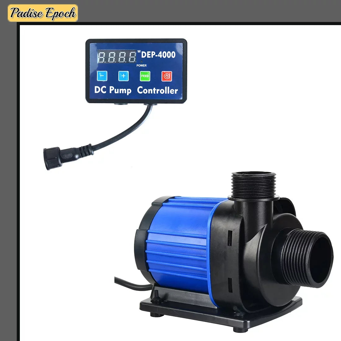 Aquarium 24 V DC Quiet Return Pump with Controller 1052 GPH Submersible and Inline liquid Pump with Feeding Mode and Memory Function for Fish Tank Pond Fountain and Sump Circulation