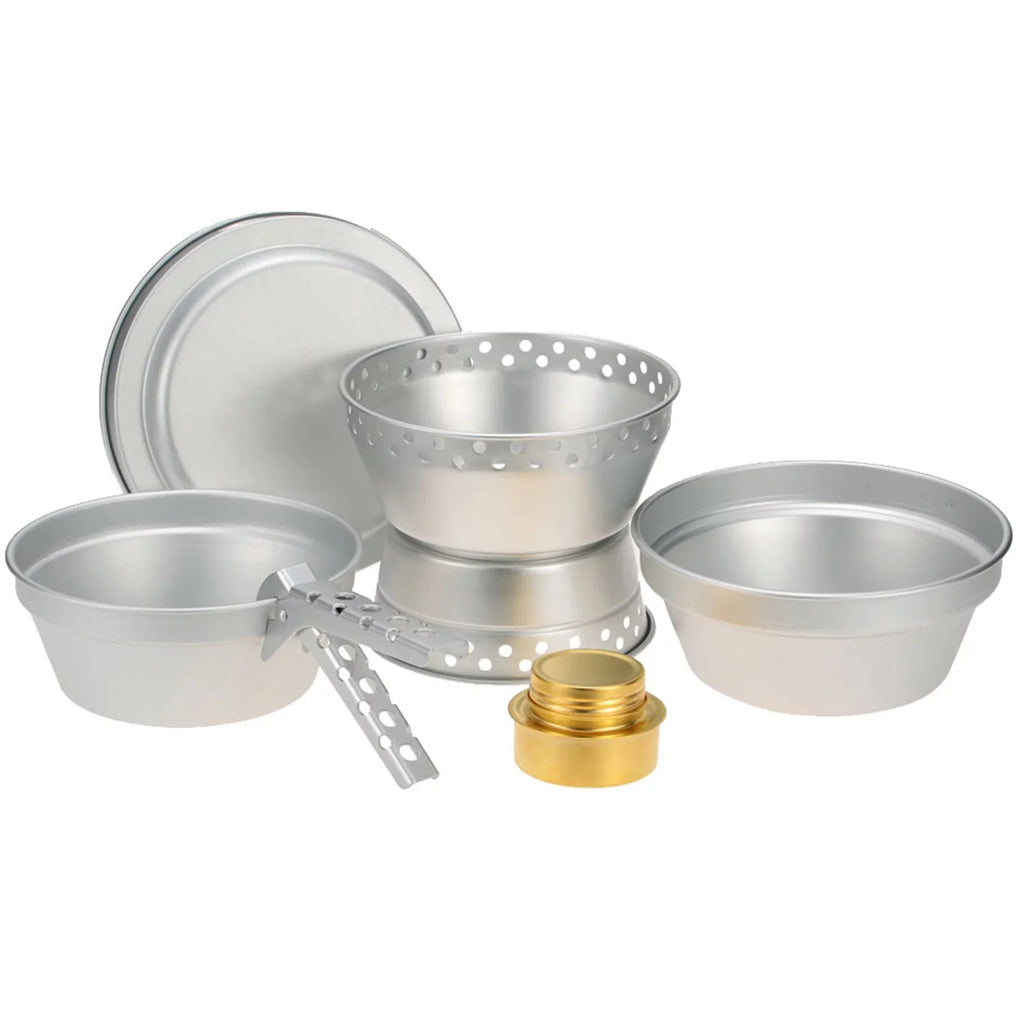 Aibecy Portable Camping Cookware Mess Kit Stove Spirit with Stand Pot Pan Cookware Set for Backpacking Hiking Picnic BBQ