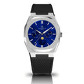 Asorock watches | black rubber Silver/Blue Transporter | 40mm mens watch | Black owned watch brand