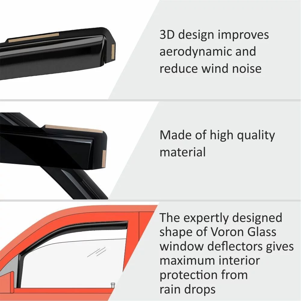 Voron Glass in-Channel Extra Durable Rain Guards for  Corolla 2020-2024 Sedan, Window Deflectors, Vent Window Visors, 4 Pieces - 200521