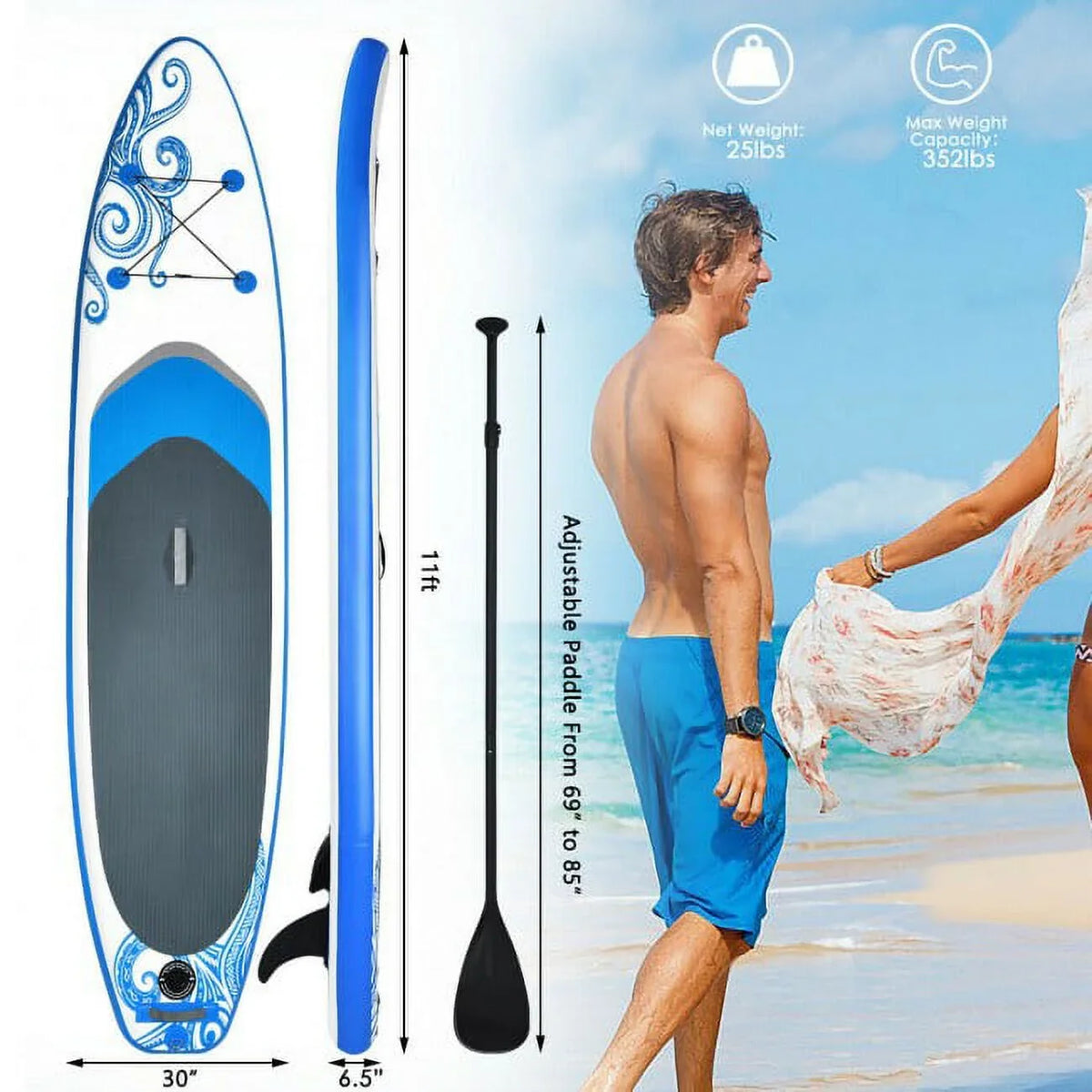 Enjoy Wonderful moisture Sports 11-Feet Inflatable Adjustable Surfing Paddle Board