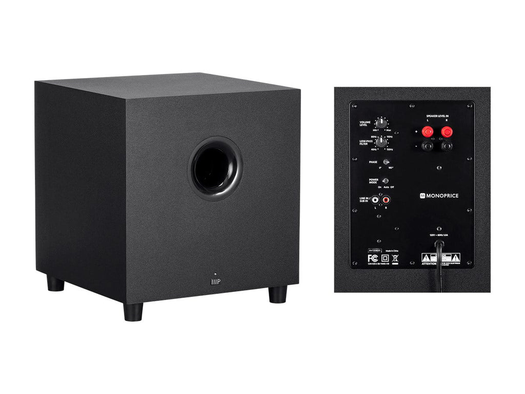 Immersive Home Theater System - Black With 8 Inch 200 Watt Subwoofer. Monoprice Premium 5.1.4-Ch