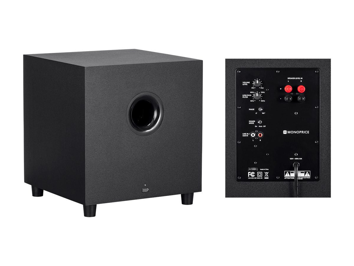Immersive Home Theater System - Black With 8 Inch 200 Watt Subwoofer. Monoprice Premium 5.1.4-Ch