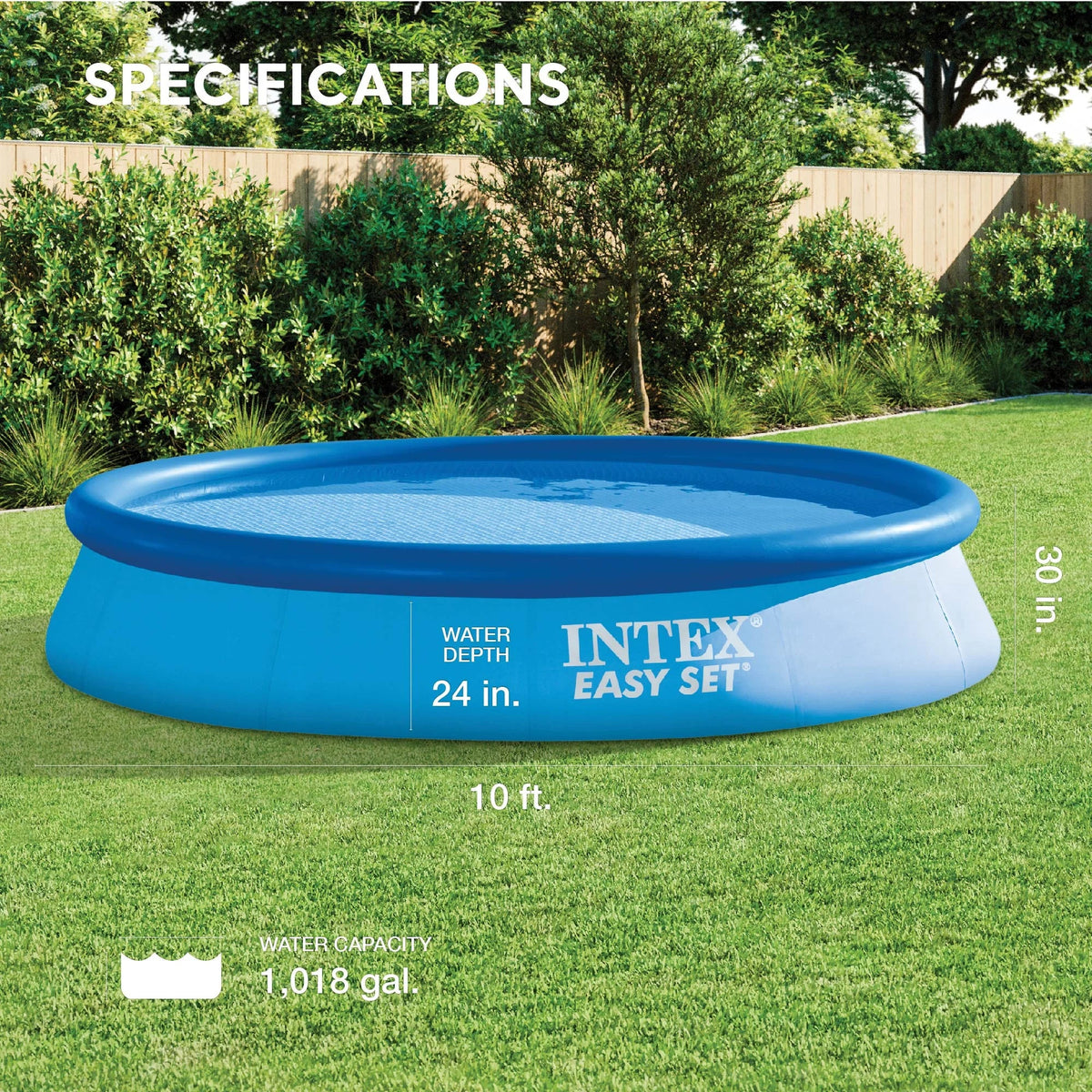 Intex: Easy Set 10' x 30" Inflatable Pool W/ Filter Pump - (28121EH) - Includes Pump Filter, Hydro Aeration Technology, Outdoor/Backyard Family Pool, Suitable For Ages 6+