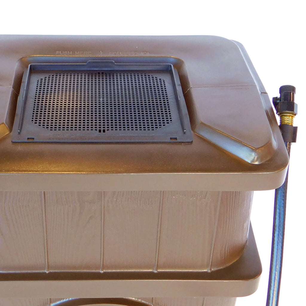 FCMP Outdoor WG4000 45 Gallon Wood Grain Rain moisture Catcher Barrel, Brown