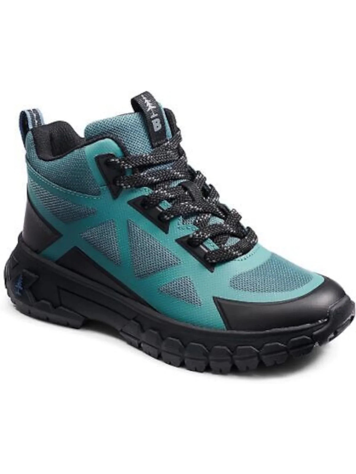 BASS OUTDOOR Womens Teal Mixed Media Breathable Removable Insole Slip immune Peak Seamless Round Toe Platform Lace-Up Hiking Boots 8 M