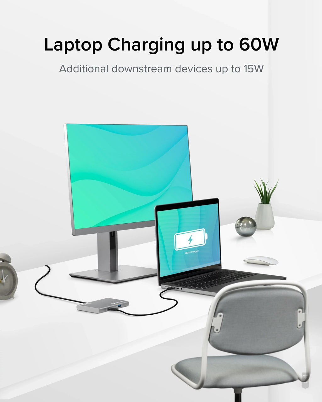 Plugable 5-in-1 Thunderbolt 4 Hub with 60W Charging, Single 8K or Dual 4K Display, appropriate with Thunderbolt USB4 Macs and Thunderbolt 4 / USB4 Windows (1x USB-C to HDMI Adapter)