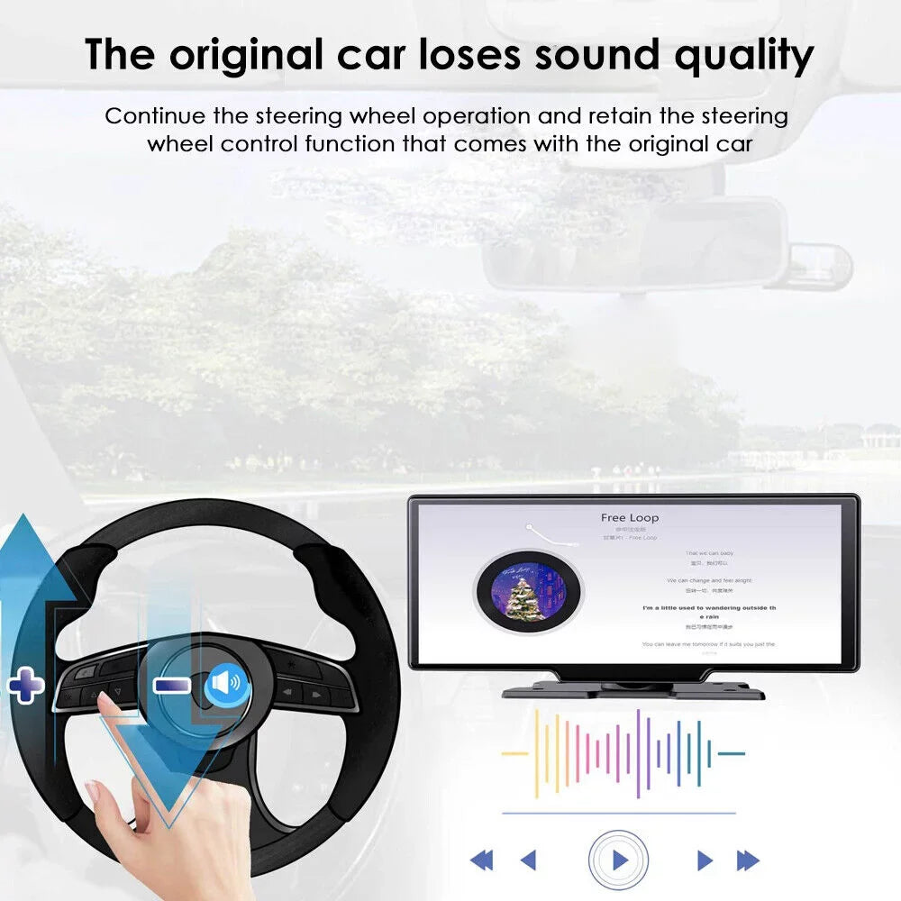 JLLOM 10.26inch 1080P Touch Screen 2K Dash Cam Car Wireless CarPlay Android Auto USA