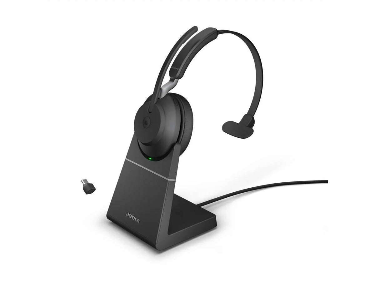 Jabra Evolve2 65 USB-C MS Mono with Charging Stand - Black Wireless Headset / Music Headphones