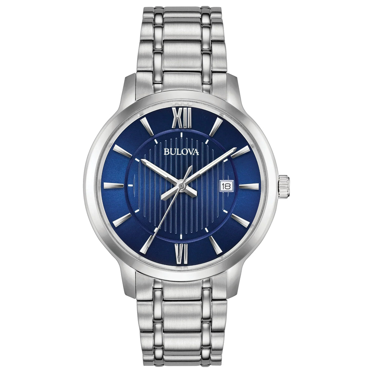 Bulova Men's Classic Blue Dial Stainless Steel Watch 96B282