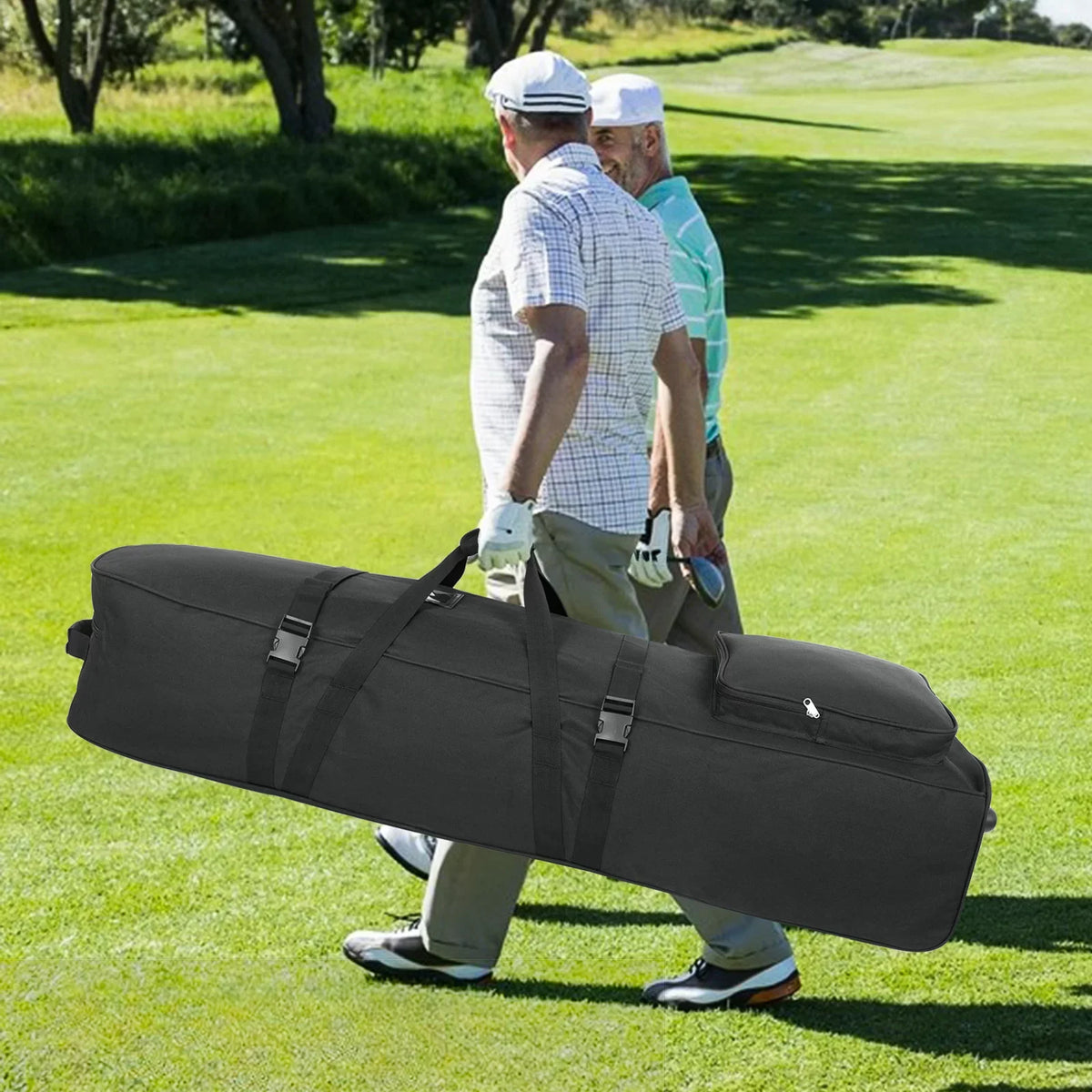 Wossspt Soft Golf Travel Bags with Stabilizing Straps, Upgraded Rubber Wheels, Heavy Duty 900D Polyester Oxford Wear impervious，Extra Storage Pocket