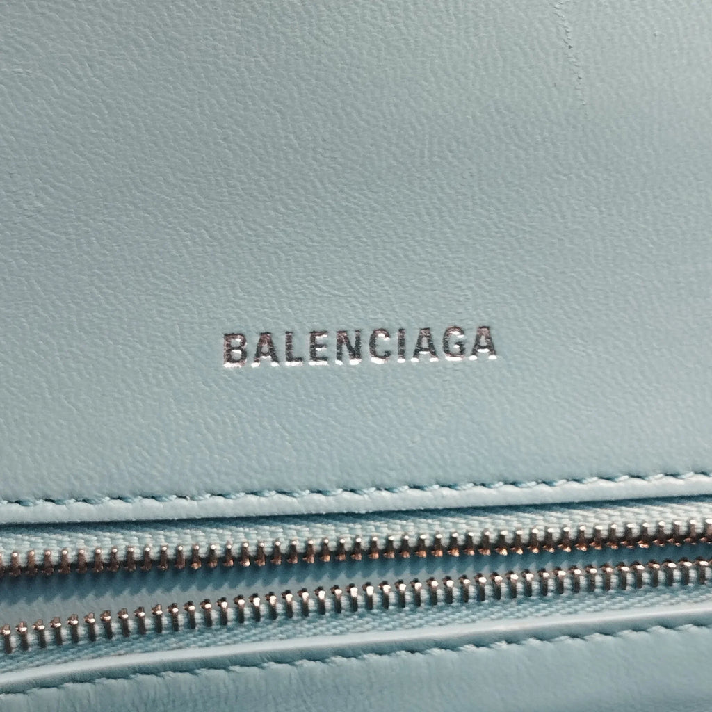 Pre-Owned Authenticated Balenciaga Hourglass S Satchel Calf Leather Blue Unisex (Good)