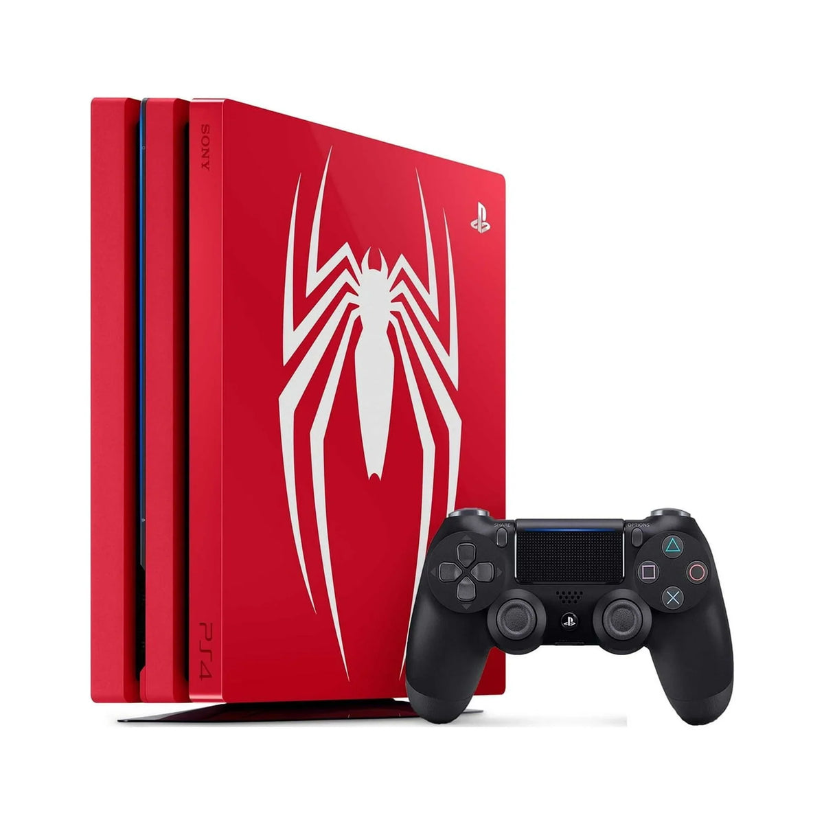 PlayStation 4 Pro 1TB Gaming Console Spider-Man Limited Edition with Charging Dock HDMI Cable 2 Controller Bolt Axtion Like New