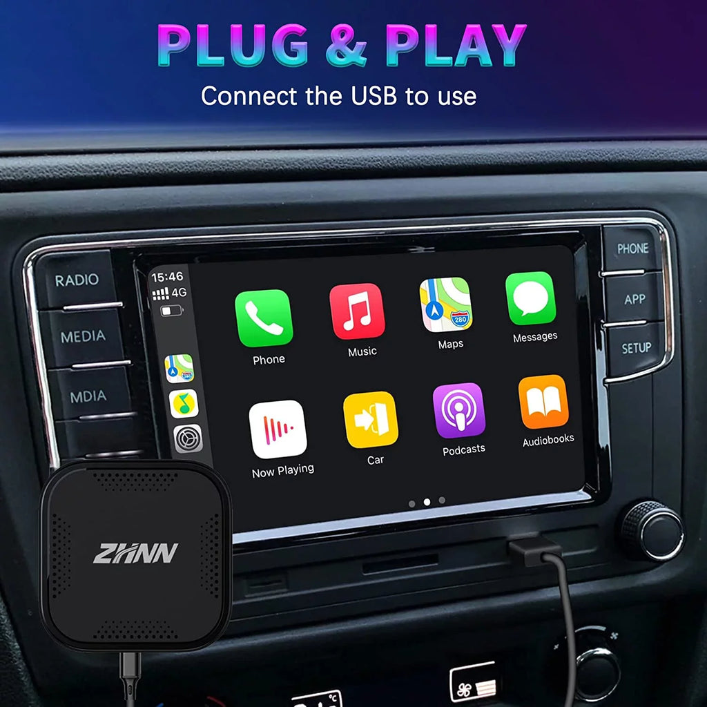 Multimedia Video Box, Android 9, 4G+64G, Carplay AI Box Support YouTube/Netflix , The Magic Box Carplay Streaming for Car, Wired to Wireless Carplay& Android auto Adapter/Dongle